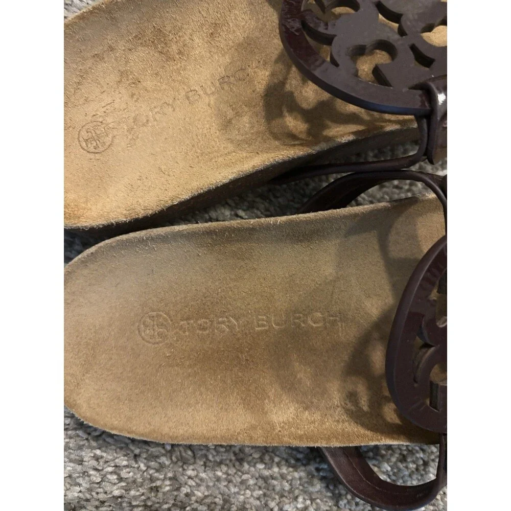Tory Burch Miller Cloud Patent Leather Cork Thong Sandal Purple Size 10‎